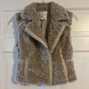 Anthropology, faux, fur, and faux leather trim vest XS